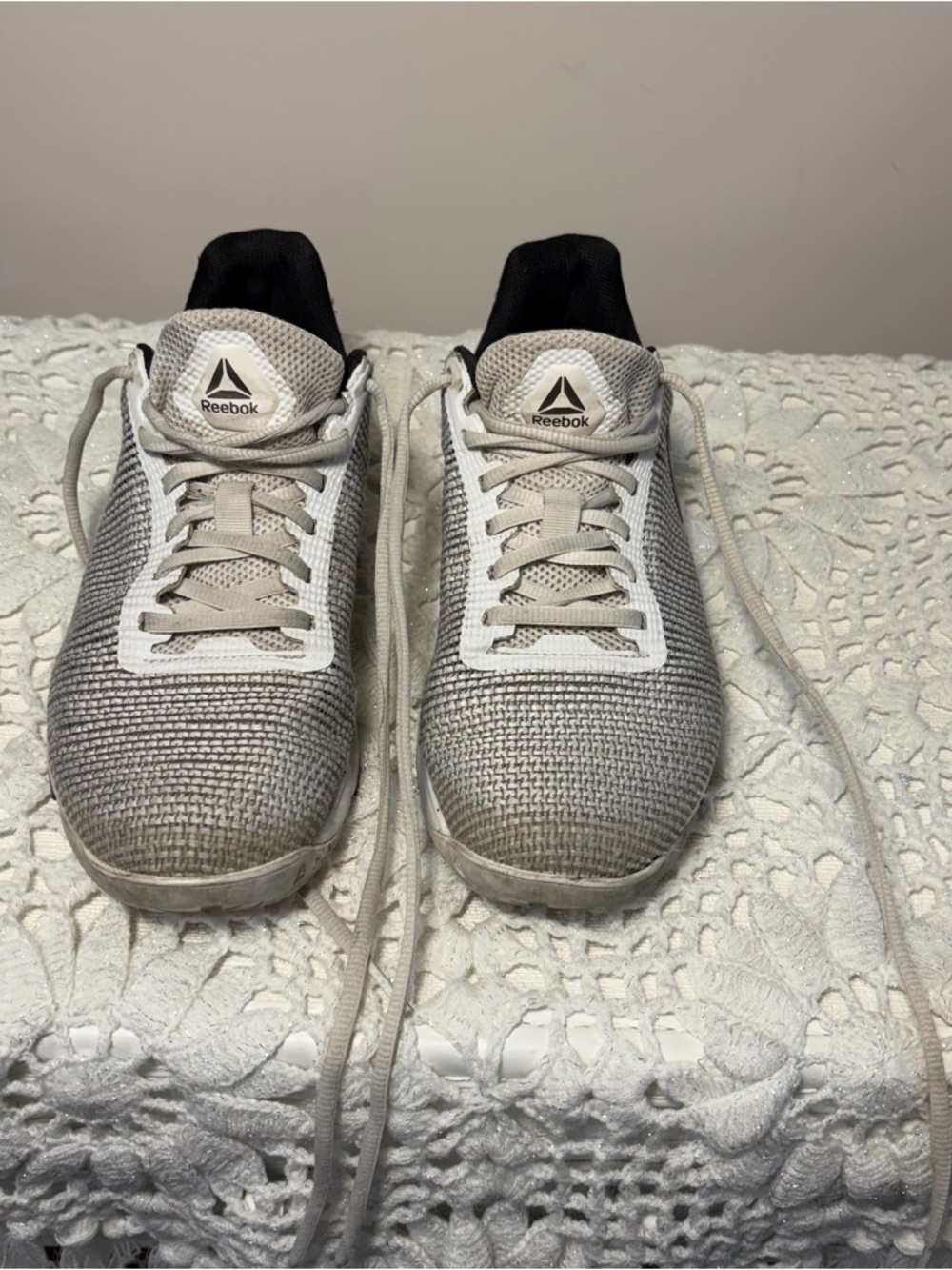 Reebok Women’s Knit Athletic Shoes - White, Gray, Black